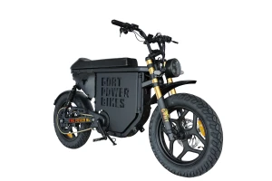 The Power Goat MD Electric Bike - Black - Gold Forks - Pedals