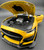 Engine and hood of Maisto Special Edition of 2020 Mustang Shelby GT500 in the color yellow in 1:18 scale