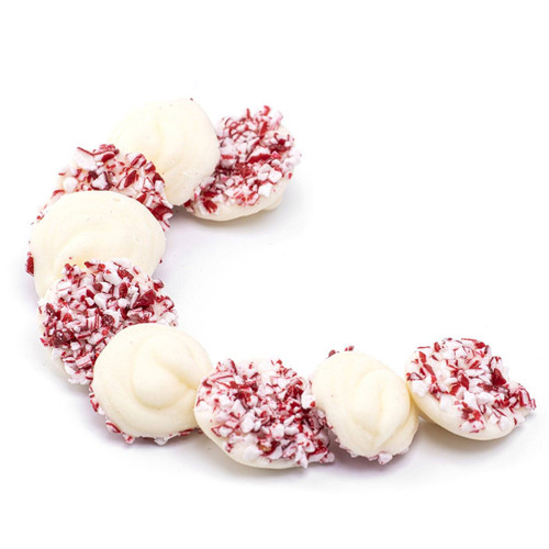 White chocolate candy cane peppermint nonpareils.