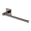 Gun metal hand towel rail or toilet roll holder with square wall mount. Mounted horizontally