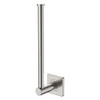 brushed nickel  hand towel rail or toilet roll holder with square wall mount. Mounted vertically