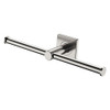 Brushed nickel double toilet roll holder with square wall mount