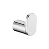 Chrome robe hook with solid round wall mount.
