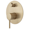 Urban brass mixer with diverter. Pin handle with a large round plate.