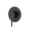 Matte black mixer with pin handle and round large plate.