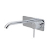 Chrome round outlet with round pin handle mixer and soft edge square plate.