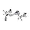 Chrome, wall mounted basin or bath set, cross handle with shepherds crook spout.