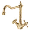 Urban brass shepherds crook spout with attached cross handle taps.