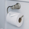 Brushed nickel traditional style toilet roll holder.
