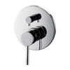 Chrome round wall mixer and diverter with pin handle.