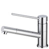 Chrome sink mixer with long pin handle and straight round swivel spout. Chrome sink mixer with long pin handle and straight round swivel spout.