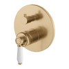 Urban brass with white handle, modern vintage round wall mixer with diverter.