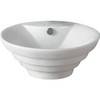 Gloss white ceramic, above counter basin with one tap hole.