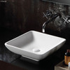 Gloss white ceramic, square above counter basin