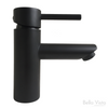 Product image for the Raco Basin Mixer in matte black. Round with a pin handle. By Bella Vista.