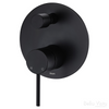 Matte black Hali Wall Mixer with Diverter, large round backing plate, thin pin handle.