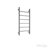 Matte black round towel ladder with 6 rungs.