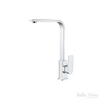 Flores, chrome flat square gooseneck sink mixer with a flat wide lever.