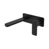 Product image of the Tono Basin/Bath Wall Mixer Set, 200mm in matte black. 2 pieces, mixer and spout, joined together by a rectangle backing plate. Rectangle spout and mixer handle.