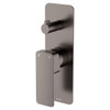 Tono Wall Mixer with diverter, rectangle Plate, Gun Metal. Product image, rectangle backing plate with rectangle mixer