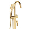 Product image, close up. Tono Floor Mounted Bath Mixer With Hand Shower, Urban Brass