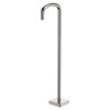 Tono Floor Mounted Bath Outlet in brushed nickel with a square base plate, round outlet.