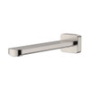 Product image of the Tono Basin/Bath Wall Outlet, 220mm in brushed nickel. Rectangle spout on a square backing plate.