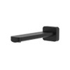 Product image of the Tono Basin/Bath Wall Outlet, 180mm in matte black. Rectangle spout on a square backing plate.