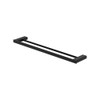 Product image of the Tono Double 610mm Towel Rail in matte black. Rectangle wall mount with a rectangular rail at the front and a round rail inside.