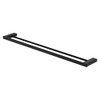 Product image of the Tono Double 810mm Towel Rail in matte black. Rectangle wall mount with a rectangular rail at the front and a round rail inside.