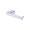Product image of the Tono Toilet Roll Holder in chrome. Rectangle wall mounts and a straight rectangle rail with a thin pin to stop the toilet roll from falling off.