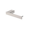 Product image of the Tono Toilet Roll Holder in brushed nickel. Rectangle wall mounts and a straight rectangle rail with a thin pin to stop the toilet roll from falling off.
