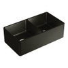 Product image of the Benson Double Butler Sink, Large, Matte Black. Plain front.