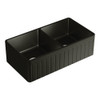 Product image of the Benson Double Butler Sink, Large, Matte Black. Fluted front. Product image of the Benson Double Butler Sink, Large, Matte Black. Fluted front.