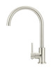 Round Gooseneck Kitchen Mixer with Pin Handle in Brushed Nickel