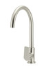 Round Gooseneck Kitchen Mixer with Paddle Handle in Brushed Nickel.