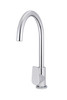 Round Gooseneck Kitchen Mixer with Paddle Handle in Polished Chrome.
