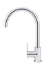 Round Gooseneck Kitchen Mixer with Paddle Handle in Polished Chrome.