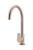 Round Gooseneck Kitchen Mixer with Paddle Handle in Champagne.