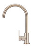 Round Gooseneck Kitchen Mixer with Paddle Handle in Champagne.