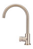 Round Gooseneck Kitchen Mixer with Pinless Handle in Champagne.
