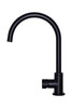 Round Gooseneck Kitchen Mixer with Pinless Handle in Matte Black.