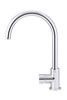 Round Gooseneck Kitchen Mixer with Pinless Handle in Polished Chrome.