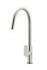 Round Piccola Pull Out Kitchen Mixer with Paddle Handle in Brushed Nickel.