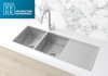 Lavello Kitchen Sink - Double Bowl & Drainboard 1160 x 440 in brushed nickel.