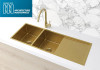 Lavello Kitchen Sink - Double Bowl & Drainboard 1160 x 440 in brushed bronze gold