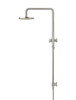 Round Combination Shower Rail, 200mm Rose, Single Function Hand Shower in Brushed Nickel.