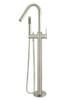 Round Freestanding Bath Spout and Hand Shower in Brushed Nickel