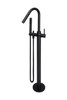 Round Freestanding Bath Spout and Hand Shower in Matte Black