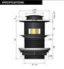 Specification Sheet for Basin Pop Up Waste 32mm - Overflow